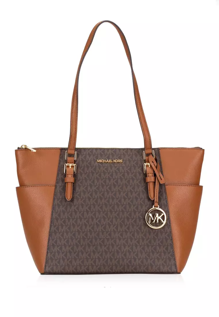 MICHAEL KORS Michael Kors Charlotte Large Tote Bag In Signature - Brown