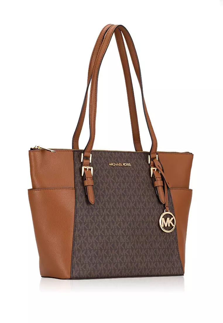 MICHAEL KORS Michael Kors Charlotte Large Tote Bag In Signature - Brown