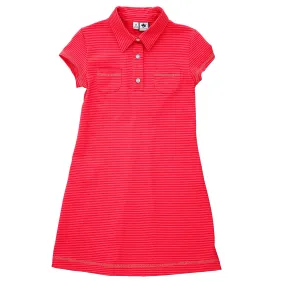 Mimi Tennis Polo Dress Coral Red Mini Stripe Knit