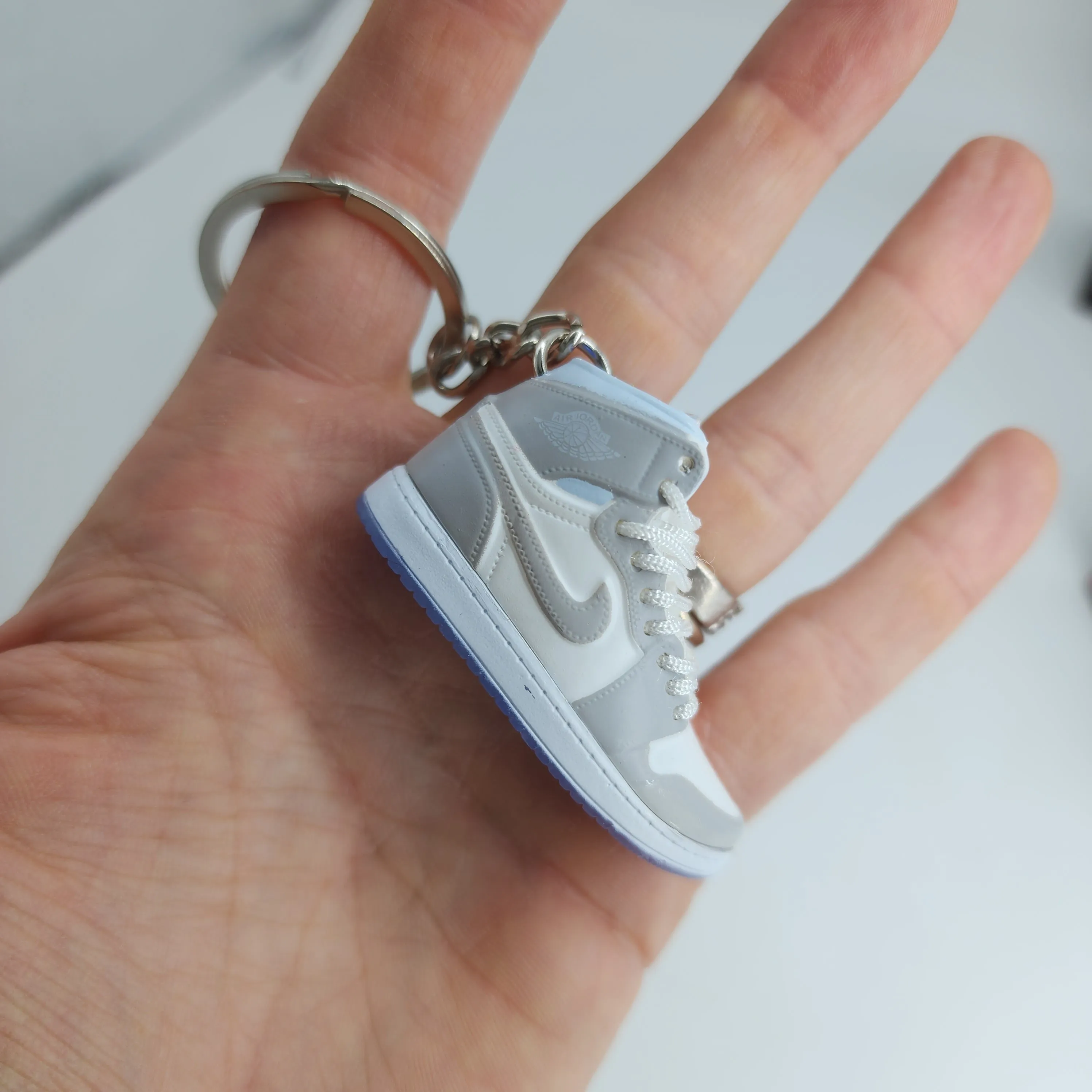 Mini Sneaker Keyring- AJ1 (White/ Grey)