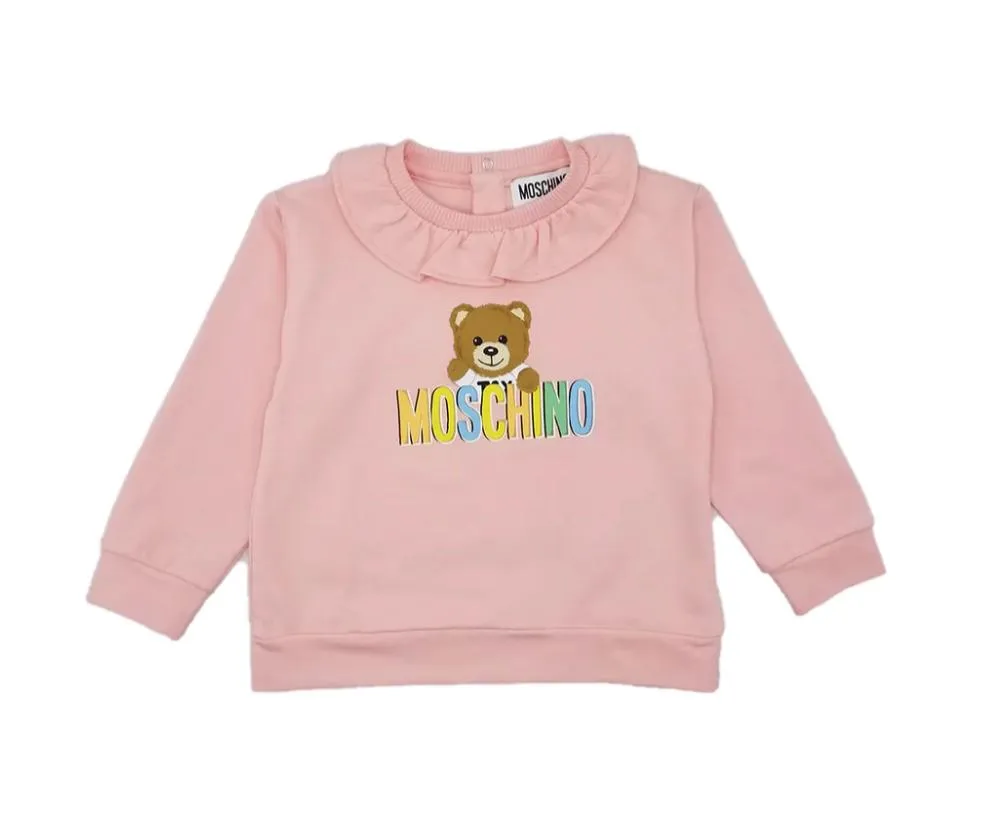 Moschino Sweater Multiple Colour Logo Bear Pink