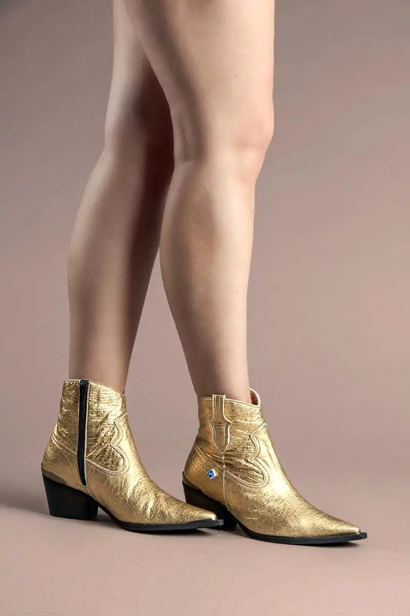 My Texa Pinatex Vegan Leather Western Boots | Gold