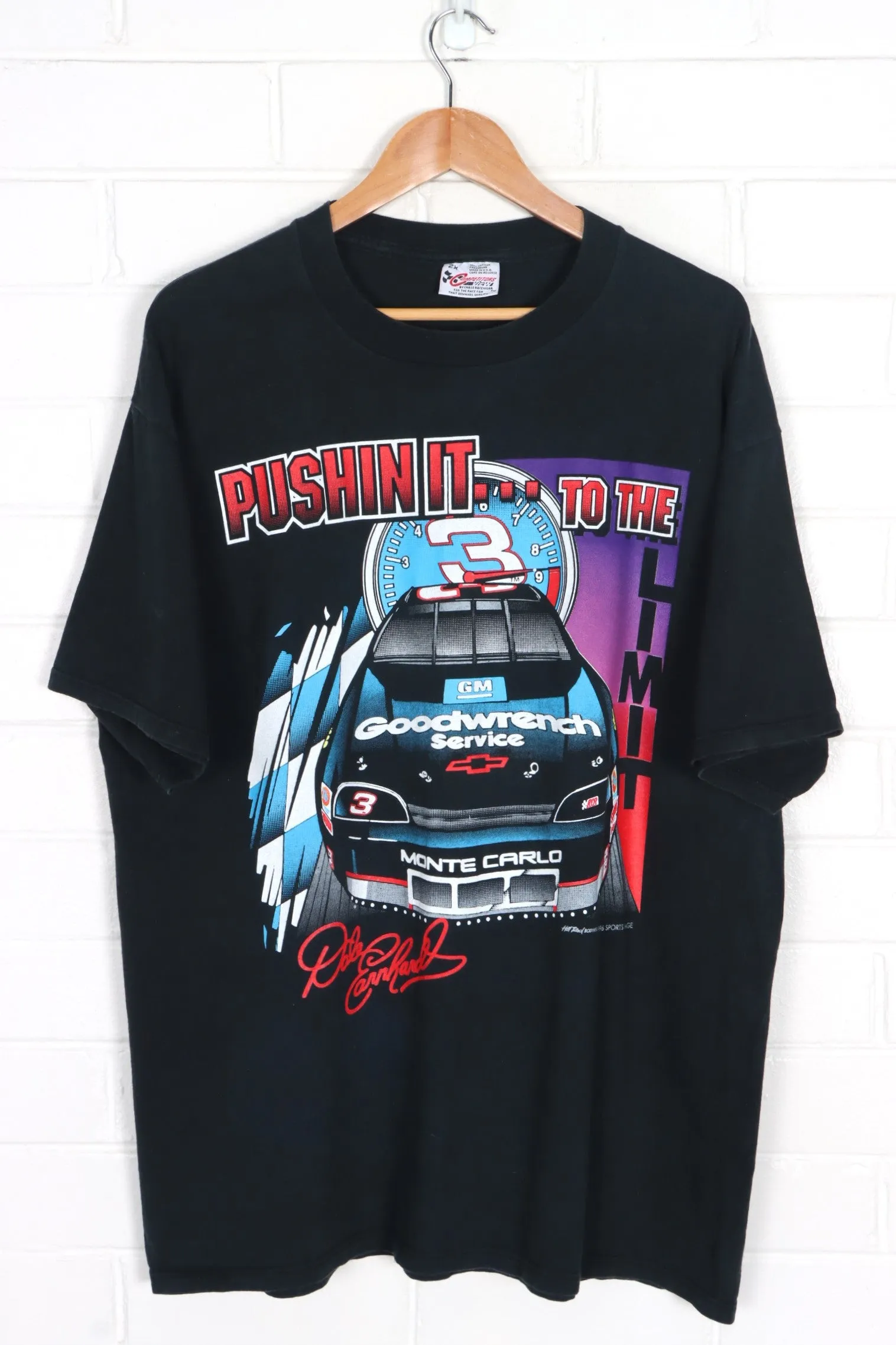 NASCAR 1996 Dale Earnhardt Pushin To The Limit T-Shirt USA Made(XXL)