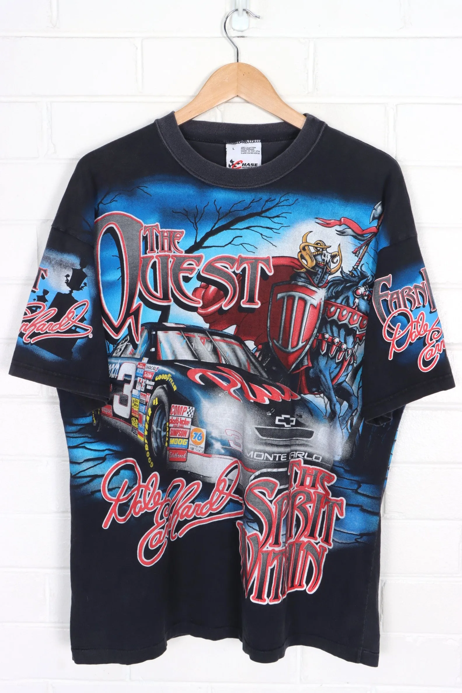 NASCAR 1998 Dale Earnhardt The Quest All Over T-Shirt USA Made (L)