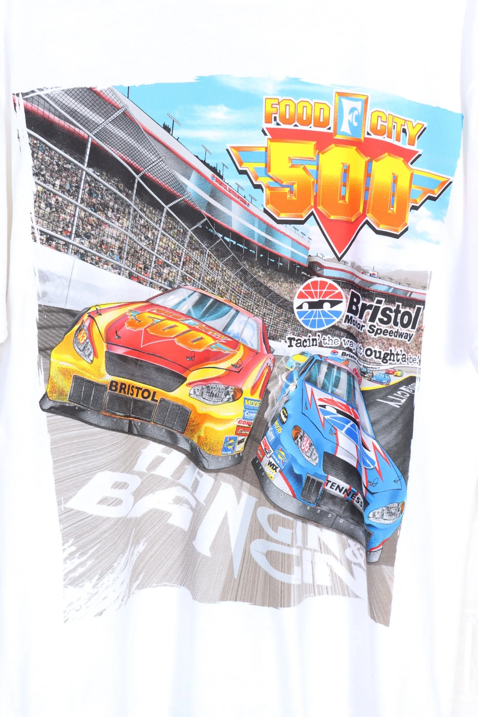 NASCAR Bristol Motor Speedway 500 Racing Colourful Car Tee (L)