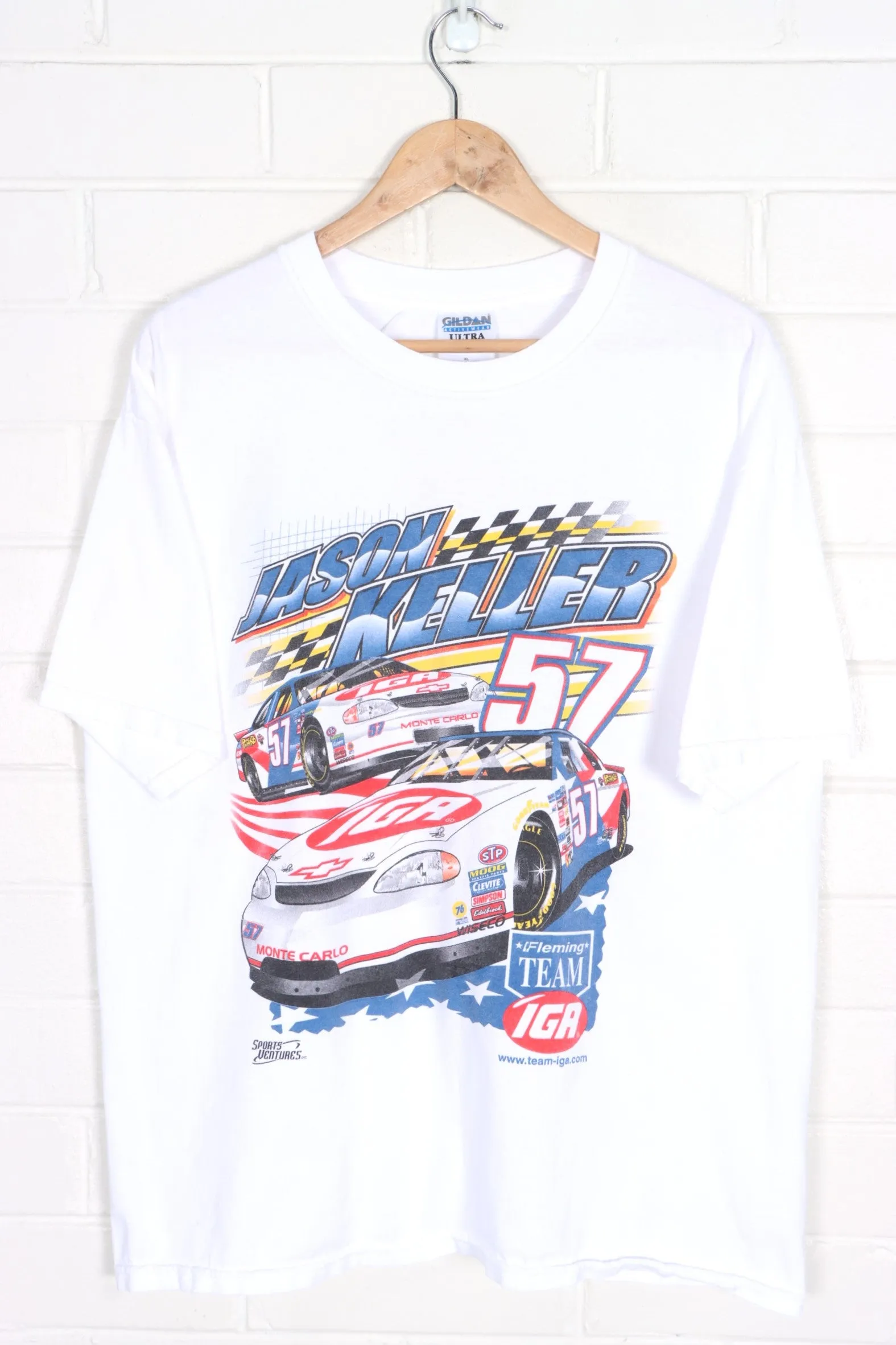 NASCAR Jason Keller #57 IGA Racing Front Back T-Shirt (XL)