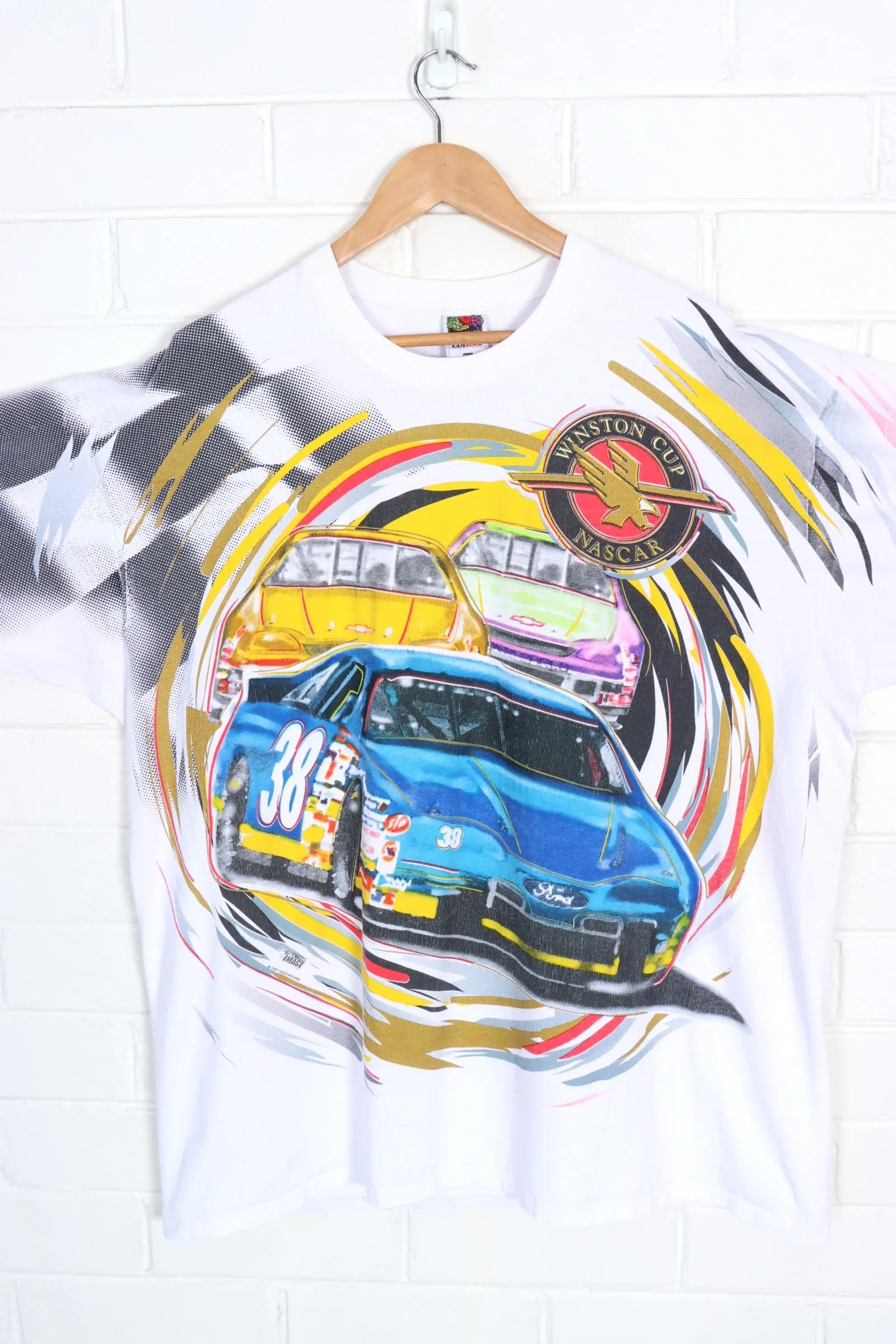 NASCAR Winston Cup Colourful All Over Racing USA Made Tee (XXL)