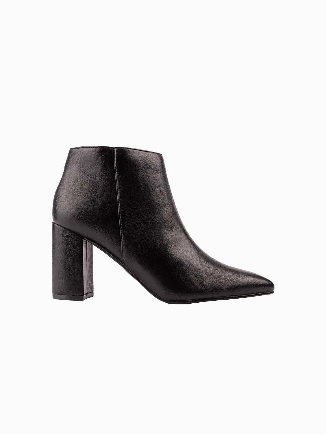 Nectarine Women's Vegan Leather Heeled Ankle Boots | Black