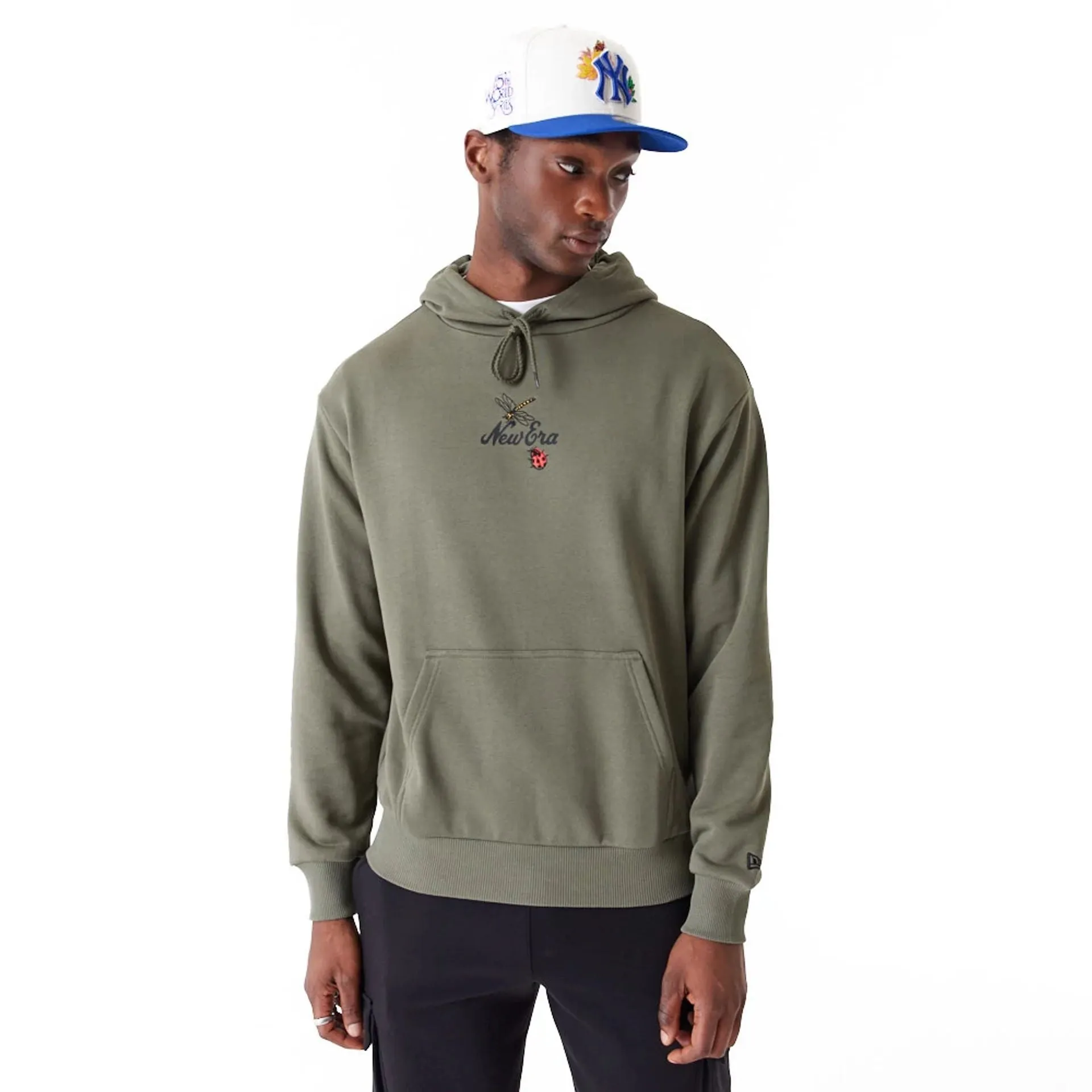 New Era Floral Graphic Green Oversized Pullover Hoodie