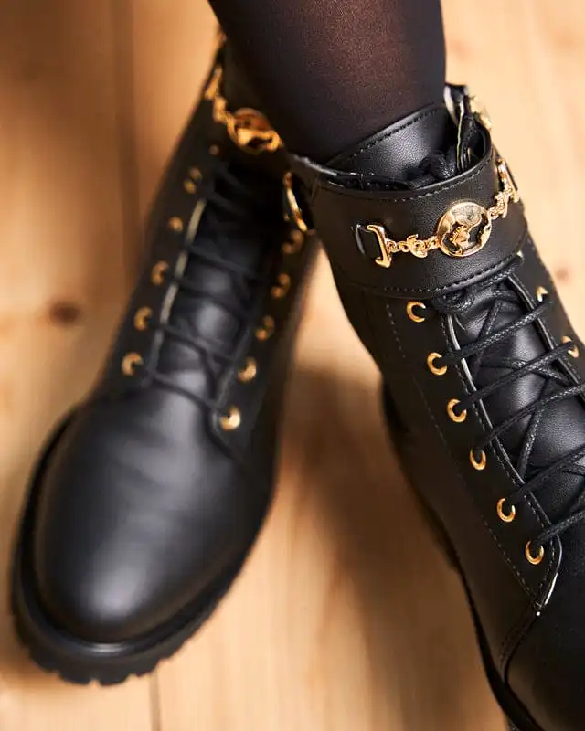 Newcastle Vegan Leather Lace-up Boots | Black