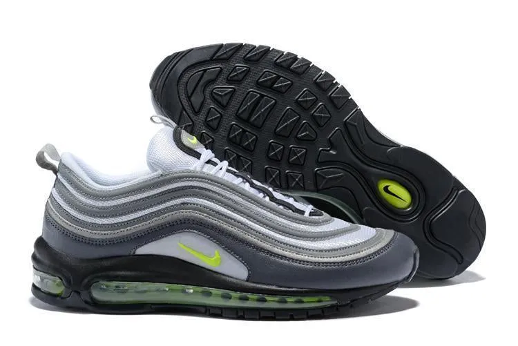 Nike Air Max 97 Carbon Grey Fludredsent Green Shoes Sale Men Size US 7, 8, 8.5, 9, 10, 11