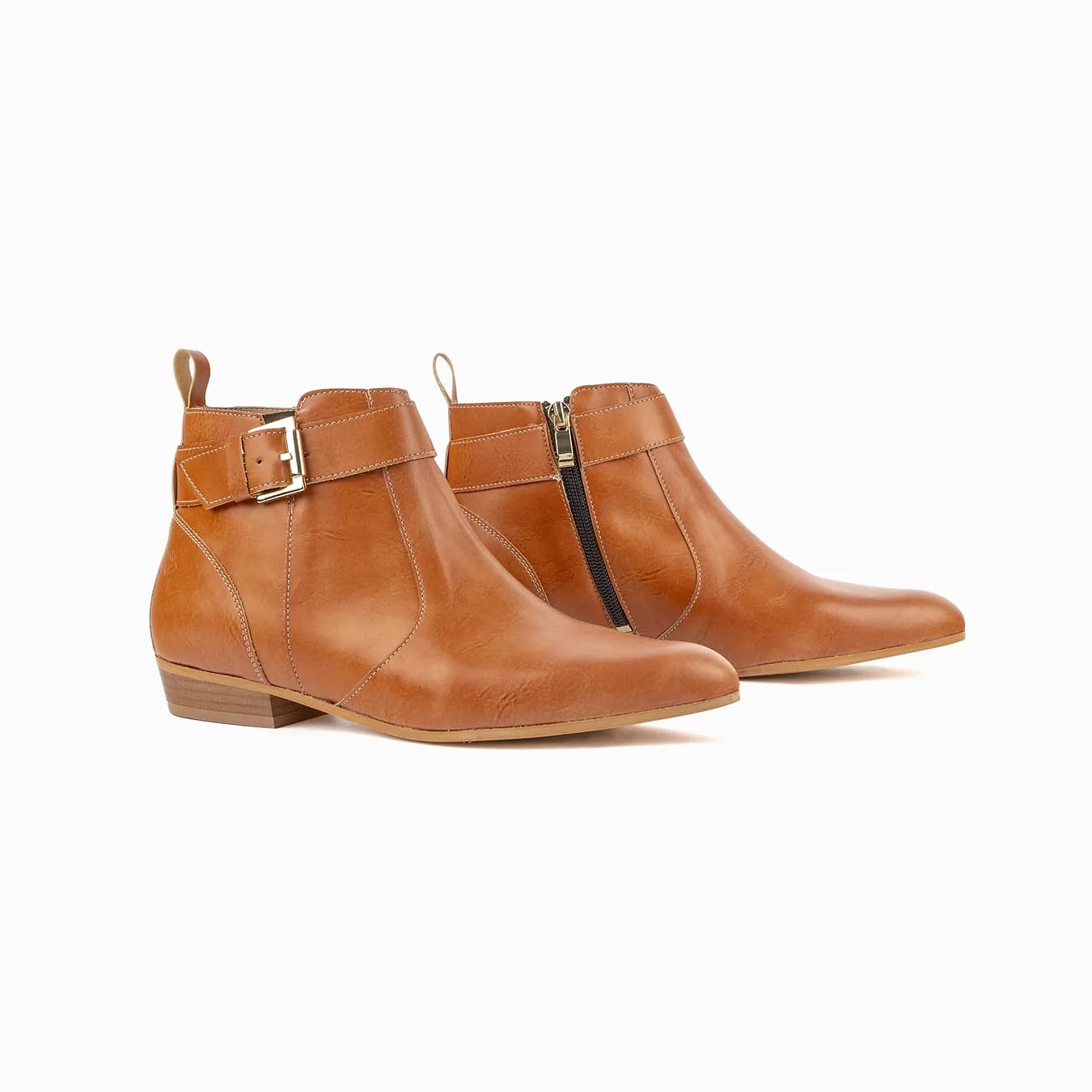 Olympe Women's Vegan Leather Buckle Boots | Camel