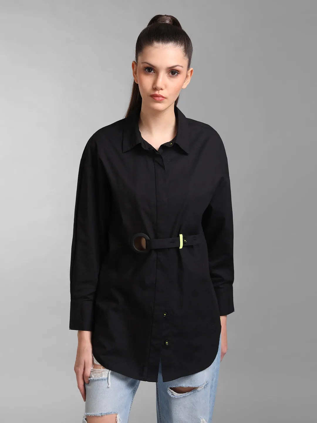 Oversized Shirt With Eyelet Detail