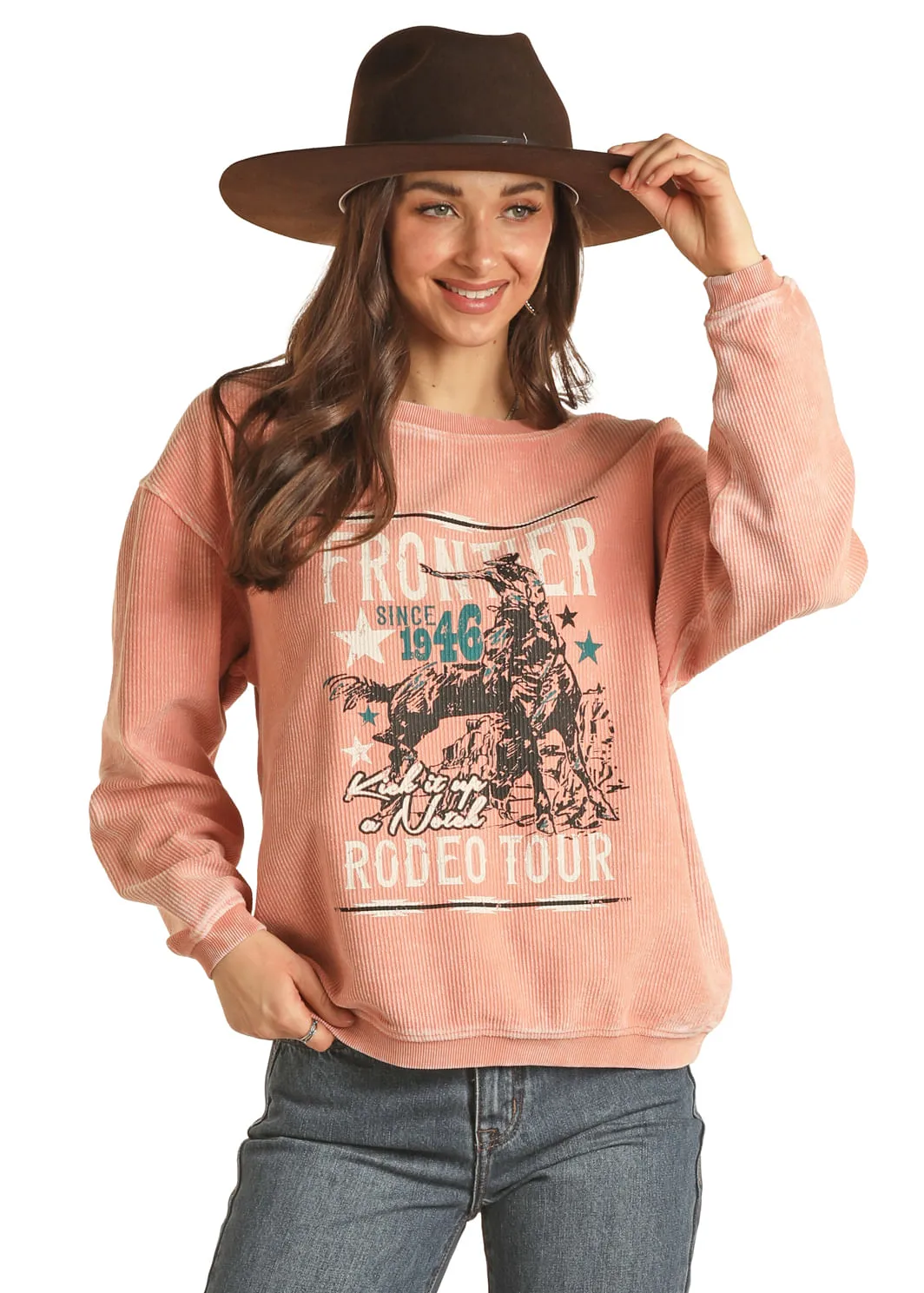 Panhandle Slim Womens Graphic Rodeo Frontier Sweater