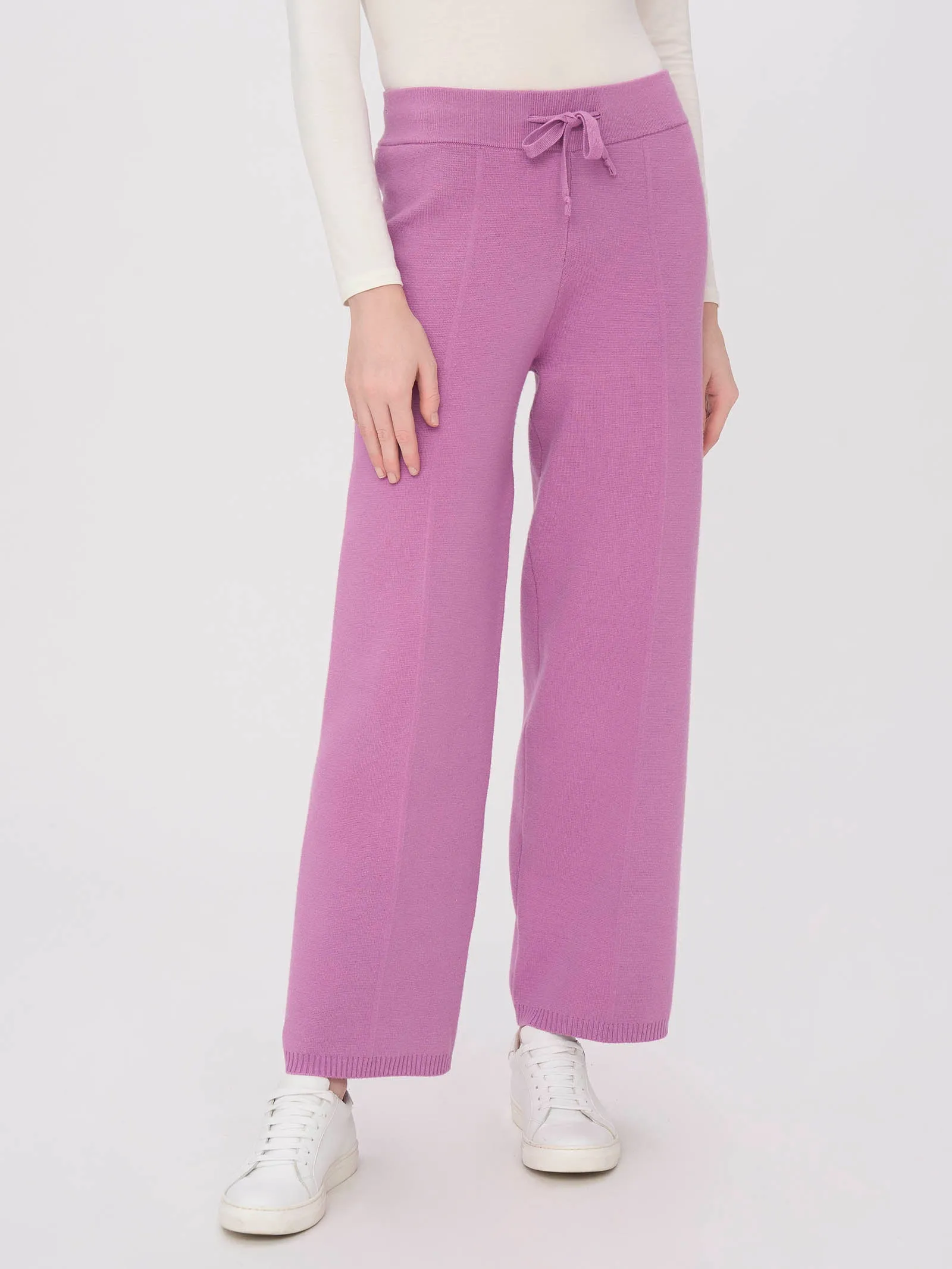 Pantalone a gamba larga in filato Super Soft - Mulberry