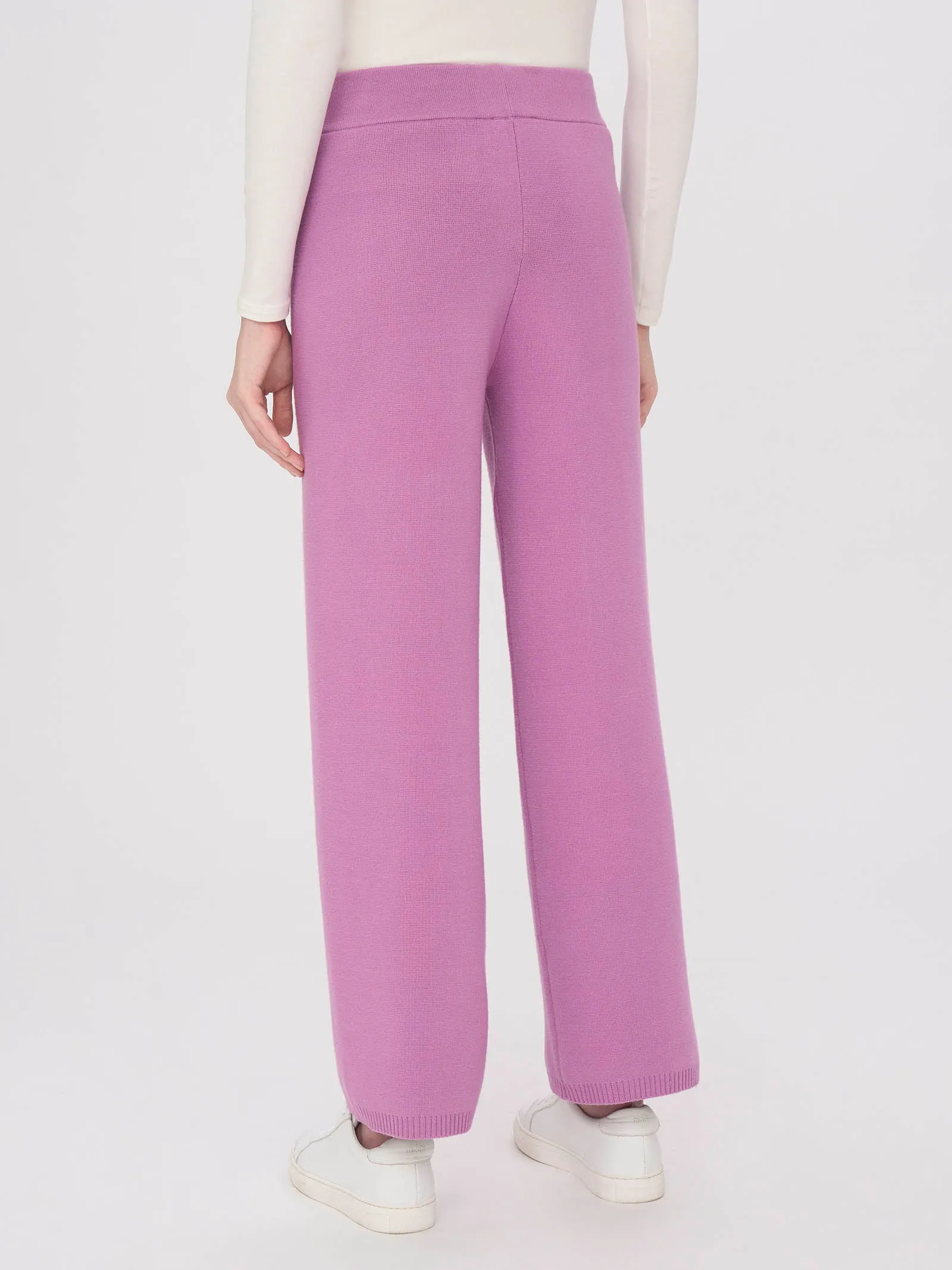 Pantalone a gamba larga in filato Super Soft - Mulberry