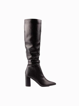 Peach Women's Vegan Leather Knee High Boots | Black