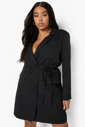 Plus Tie Detail Blazer Dress