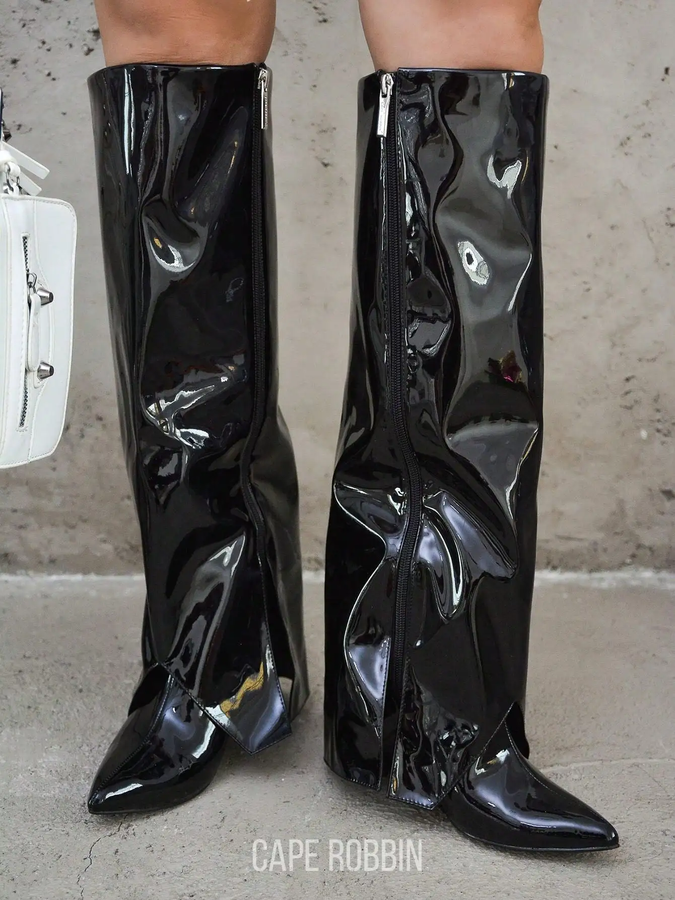 Pointy Toe Metallic Knee-High Boots