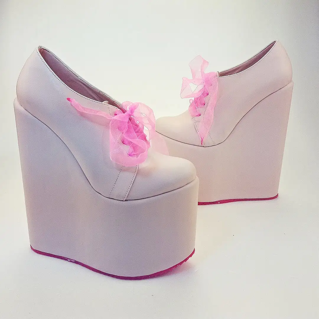 Powder Pink Platform Heel Wedding Shoes