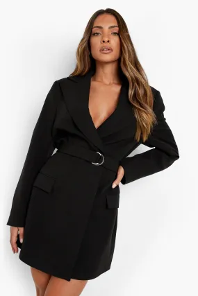 Power Shoulder Belted Blazer Dress