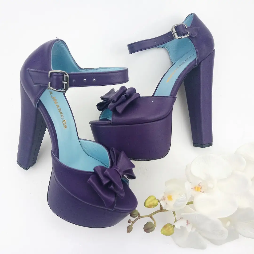 Purple  Ribbon Chunky Platform Shoes