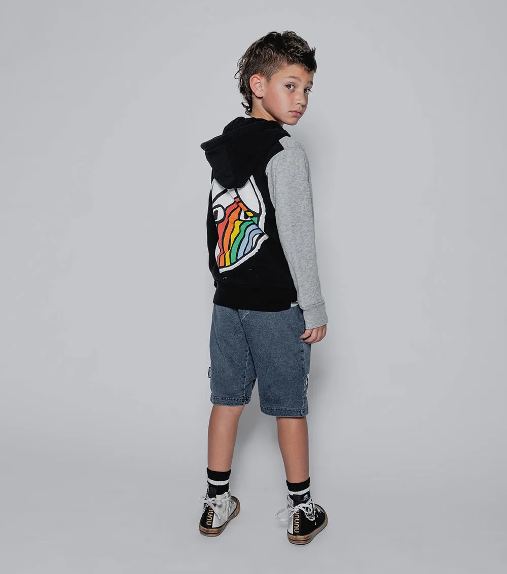 rainbow dude patch zip hoodie