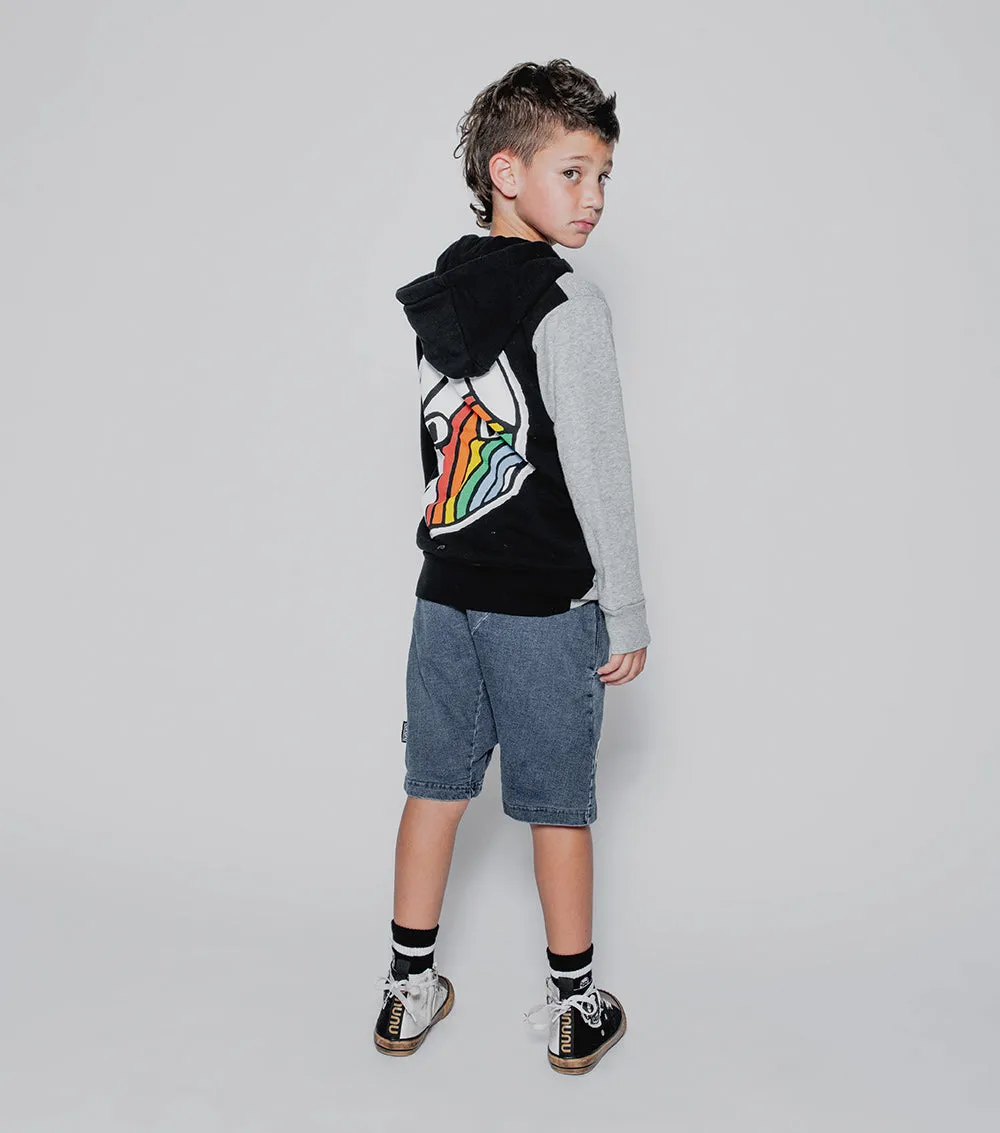 rainbow dude patch zip hoodie