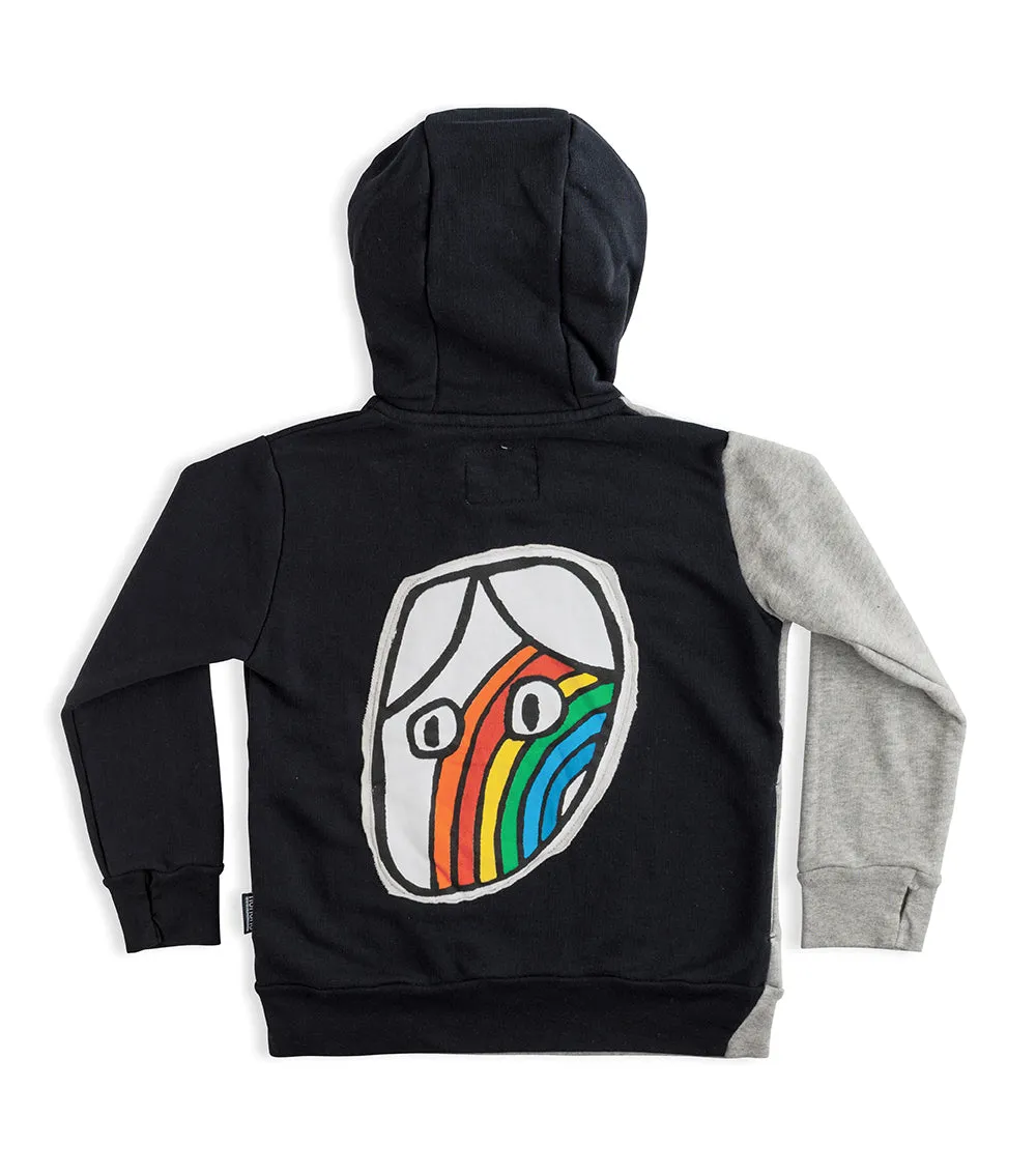 rainbow dude patch zip hoodie