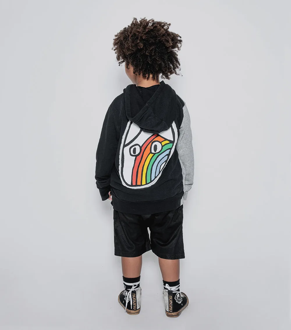 rainbow dude patch zip hoodie