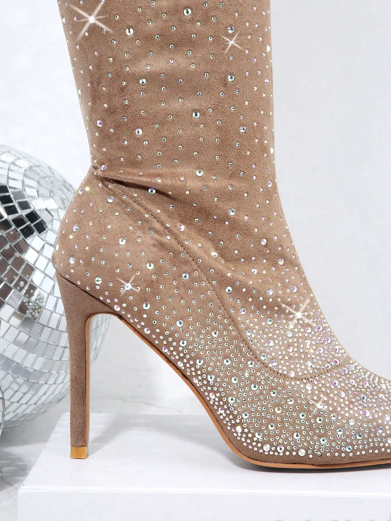 Rhinestone Over-the-Knee Stiletto Boots