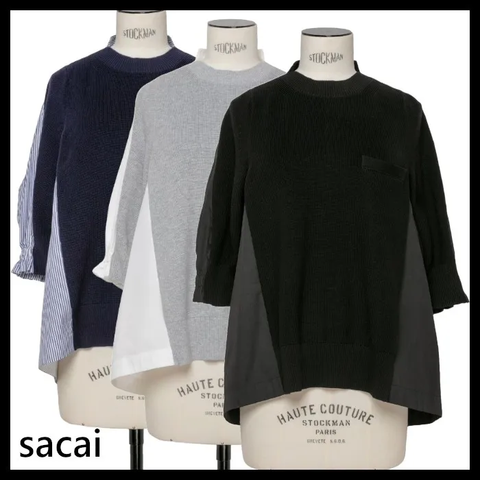 sacai  |Stripes Casual Style Cropped Cotton Office Style