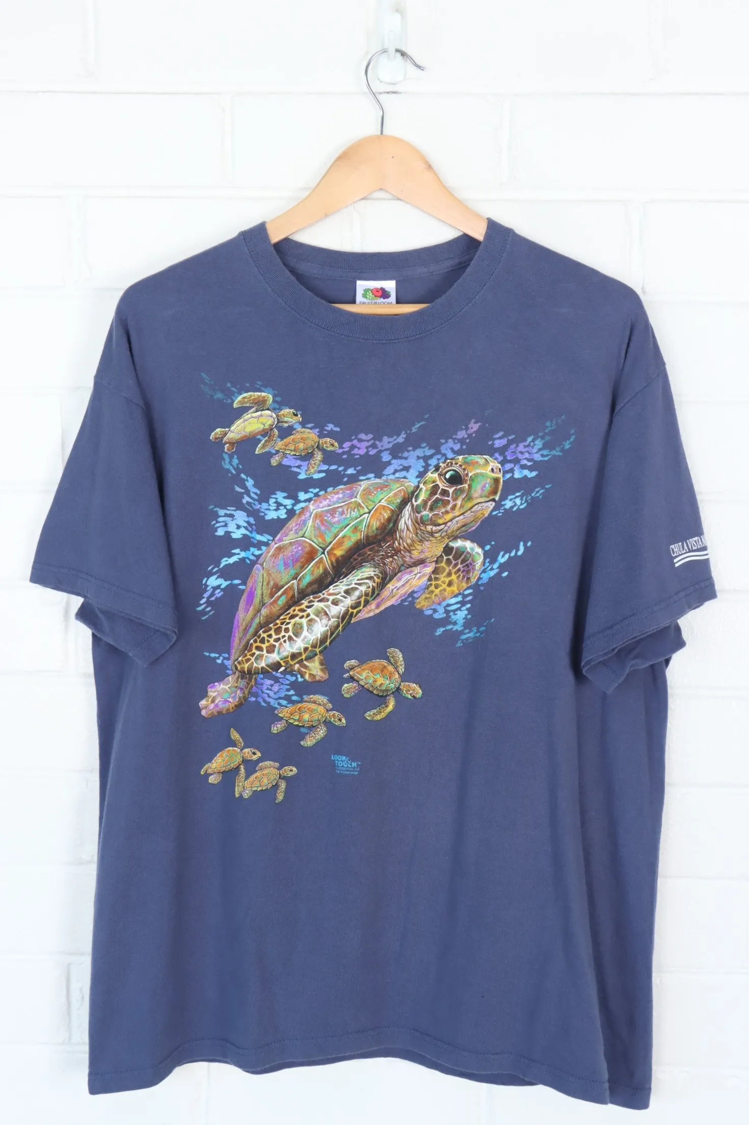 Sea Turtle Navy Animal Graphic Tee (L)