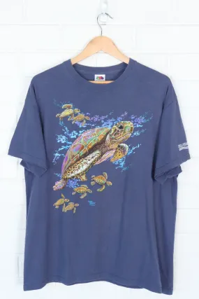 Sea Turtle Navy Animal Graphic Tee (L)