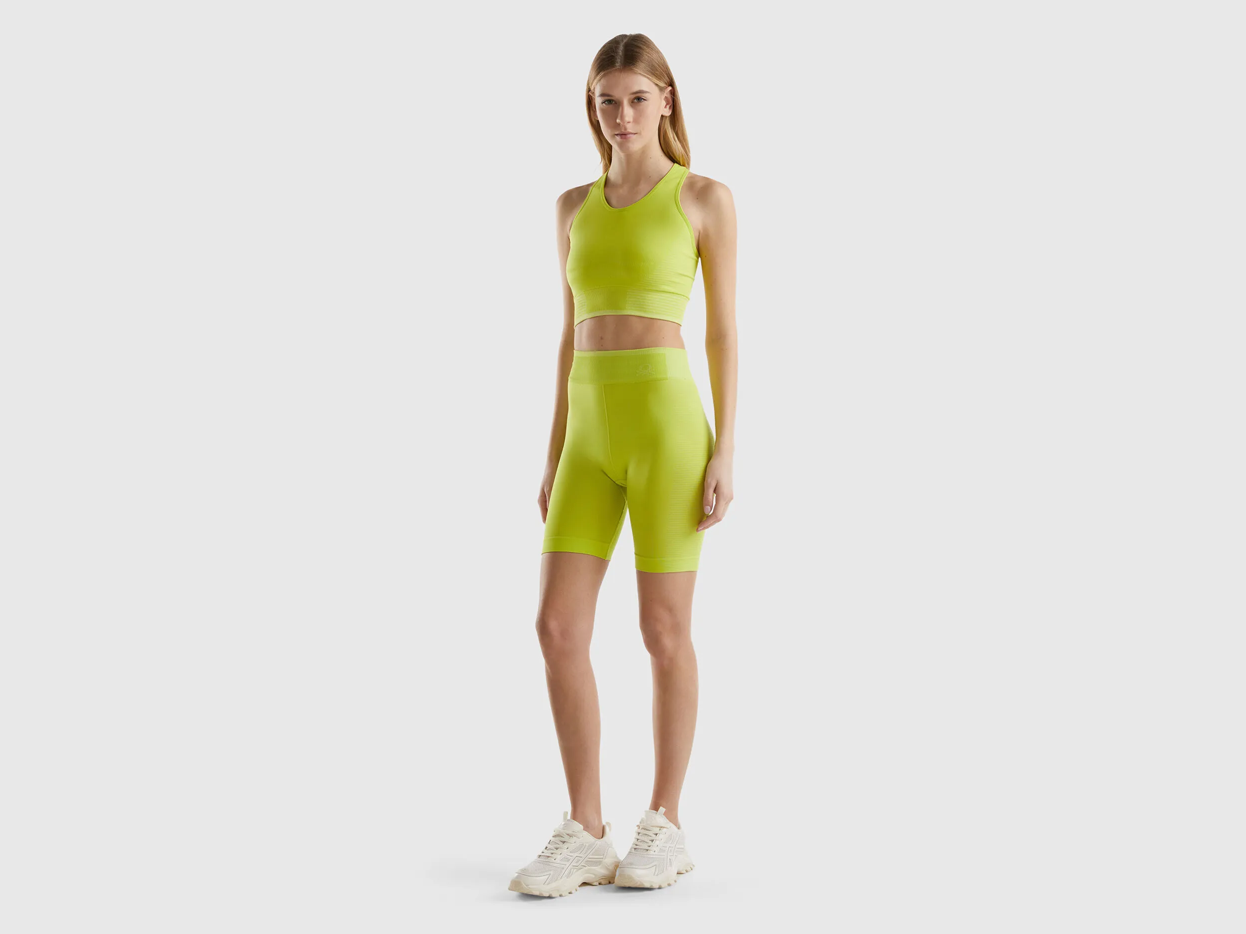 Seamless sports crop top - Lime | Benetton