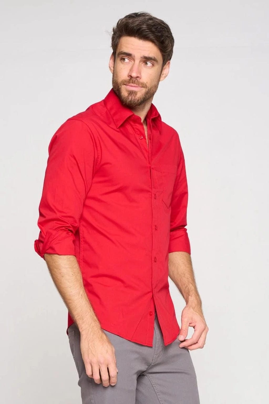 Show Off Long Sleeve Cuban Shirt - Red