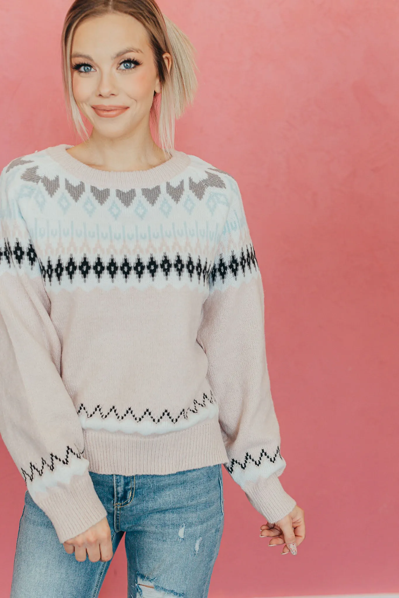 Snow Bunny Geo Print Sweater - 2 Colors