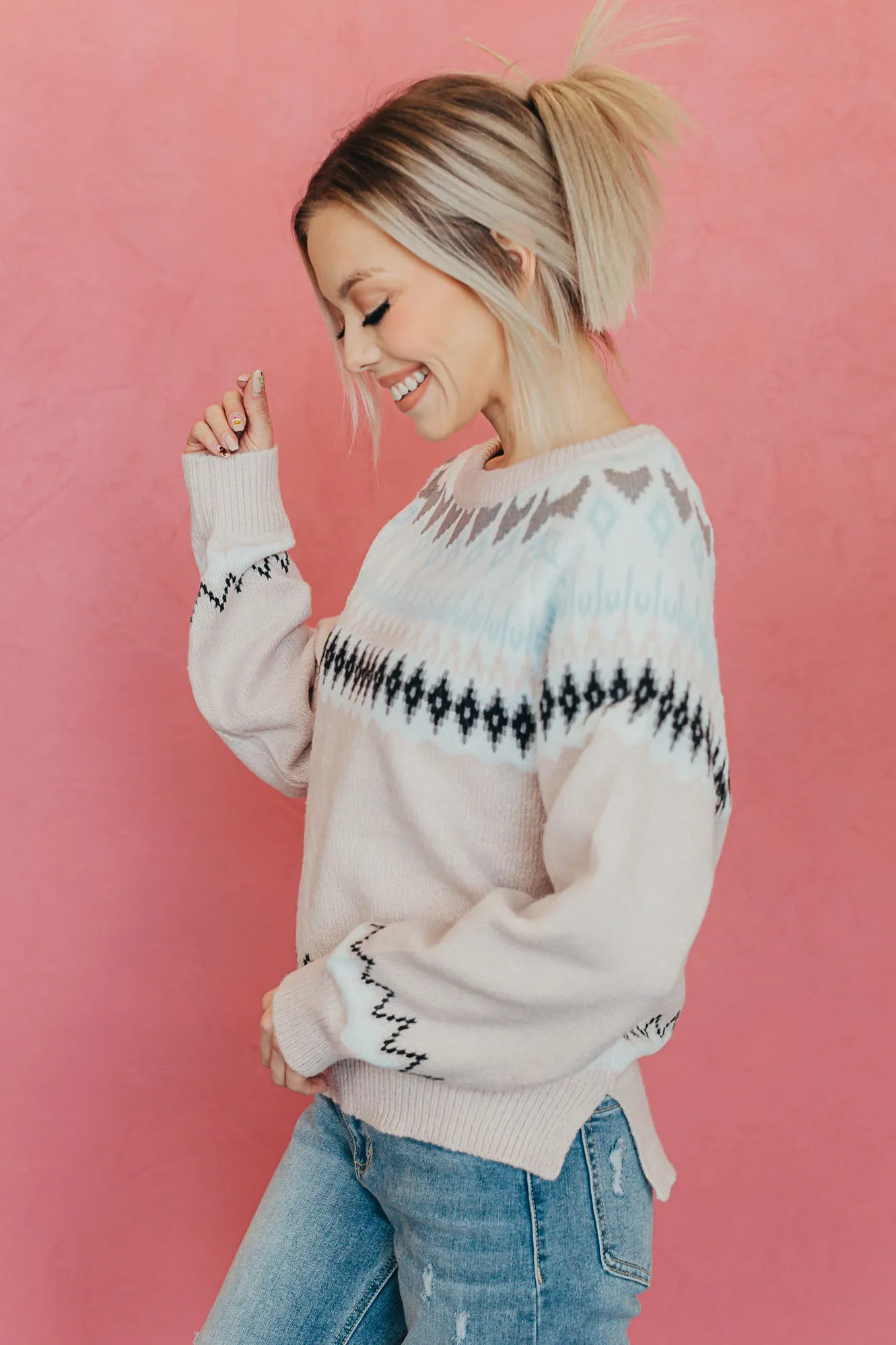 Snow Bunny Geo Print Sweater - 2 Colors