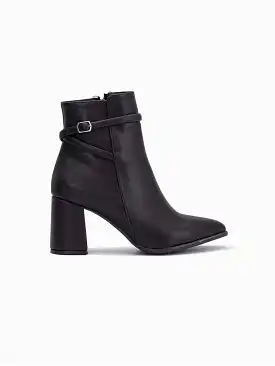 Solange Vegan Suede Heeled Ankle Boots | Black