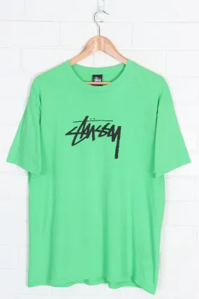 STUSSY Fluro Green & Black Logo T-Shirt (L)