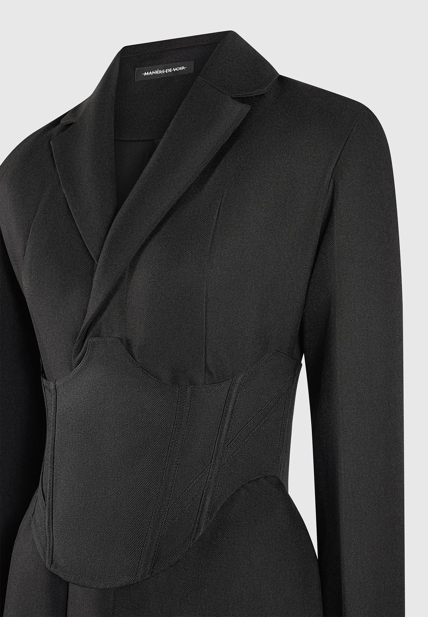 Tailored Blazer Dress with Reversible Corset - Black