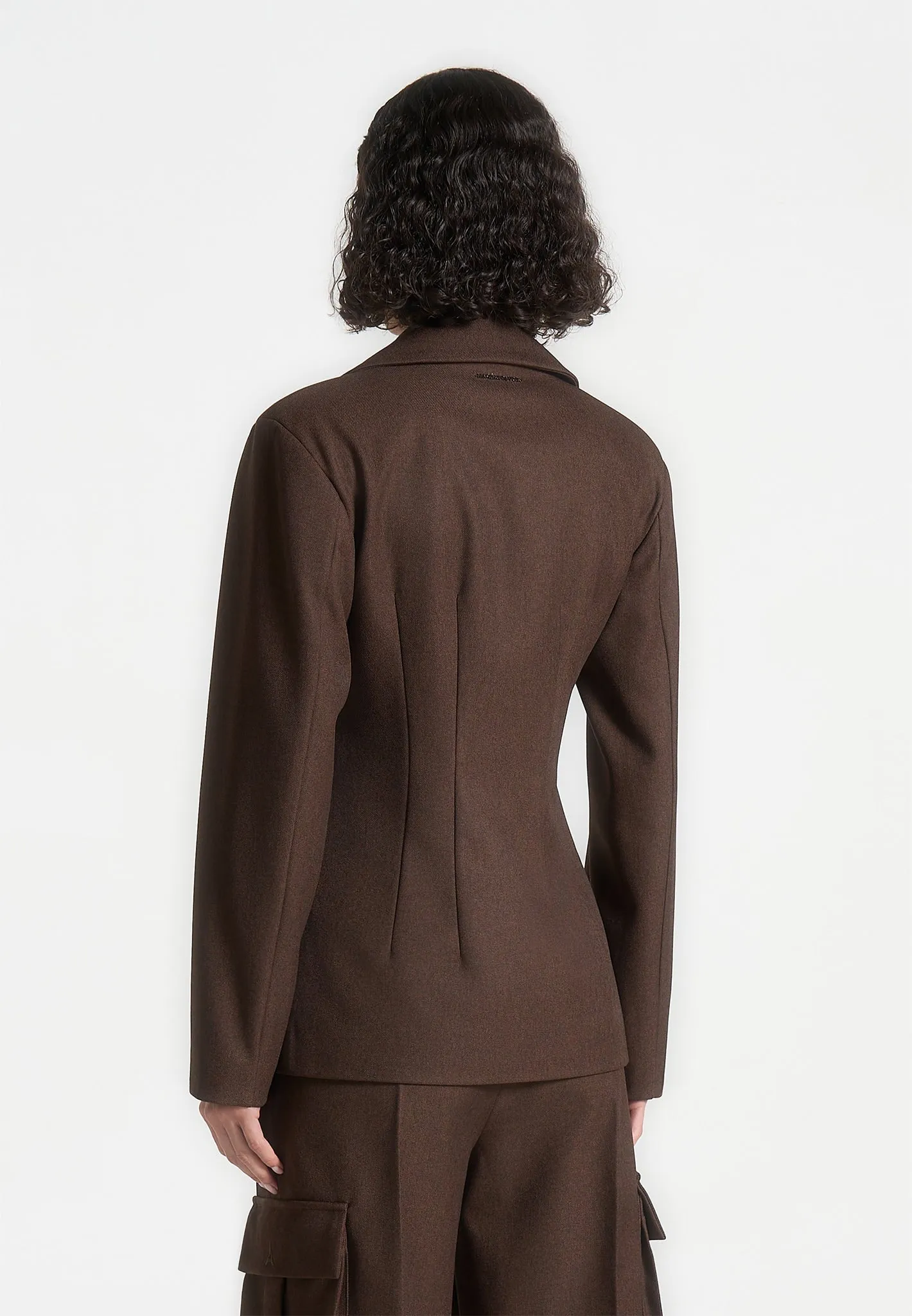 Tailored Contour Double Breasted Blazer - Brown