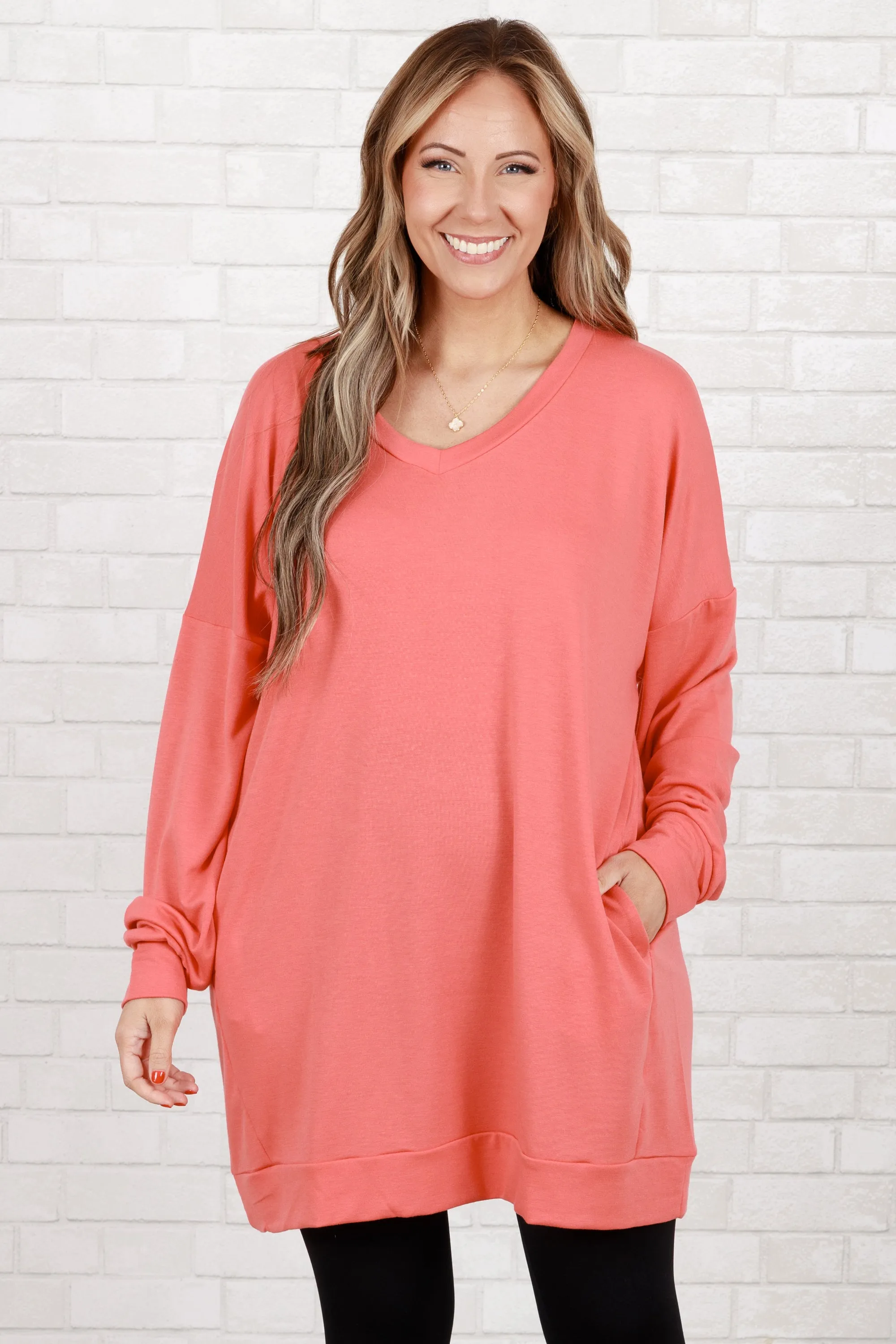 Take It All Tunic, Deep Coral