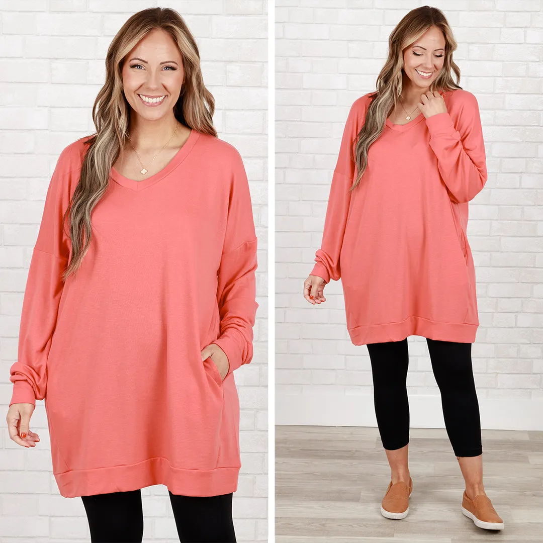 Take It All Tunic, Deep Coral