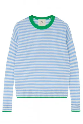 Tipped Crew Sweater in Bright Green Stripe    