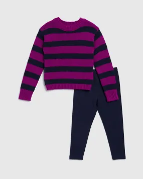 Toddler Girl Cozy Stripe Sweater Set