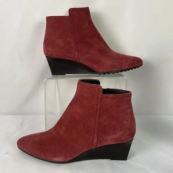 Tod'sWineSuede Low Wedge Booties