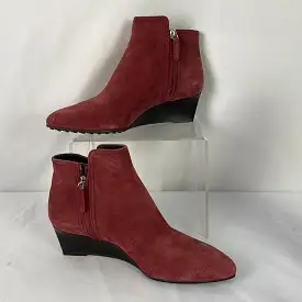 Tod'sWineSuede Low Wedge Booties