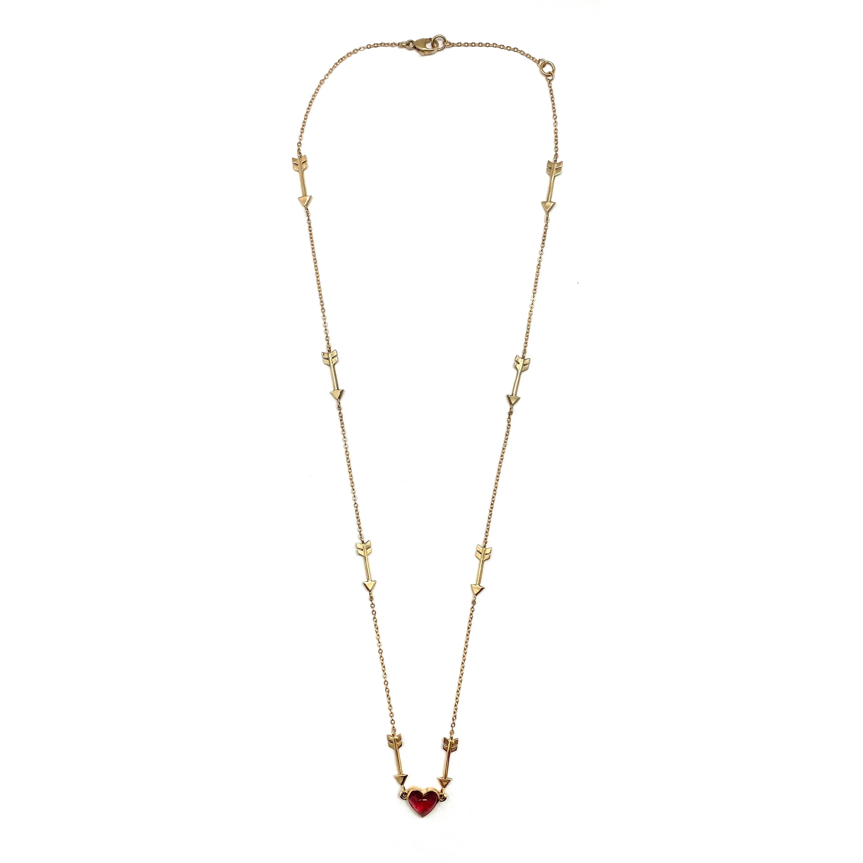 Tourmaline Heart and Arrows Necklace