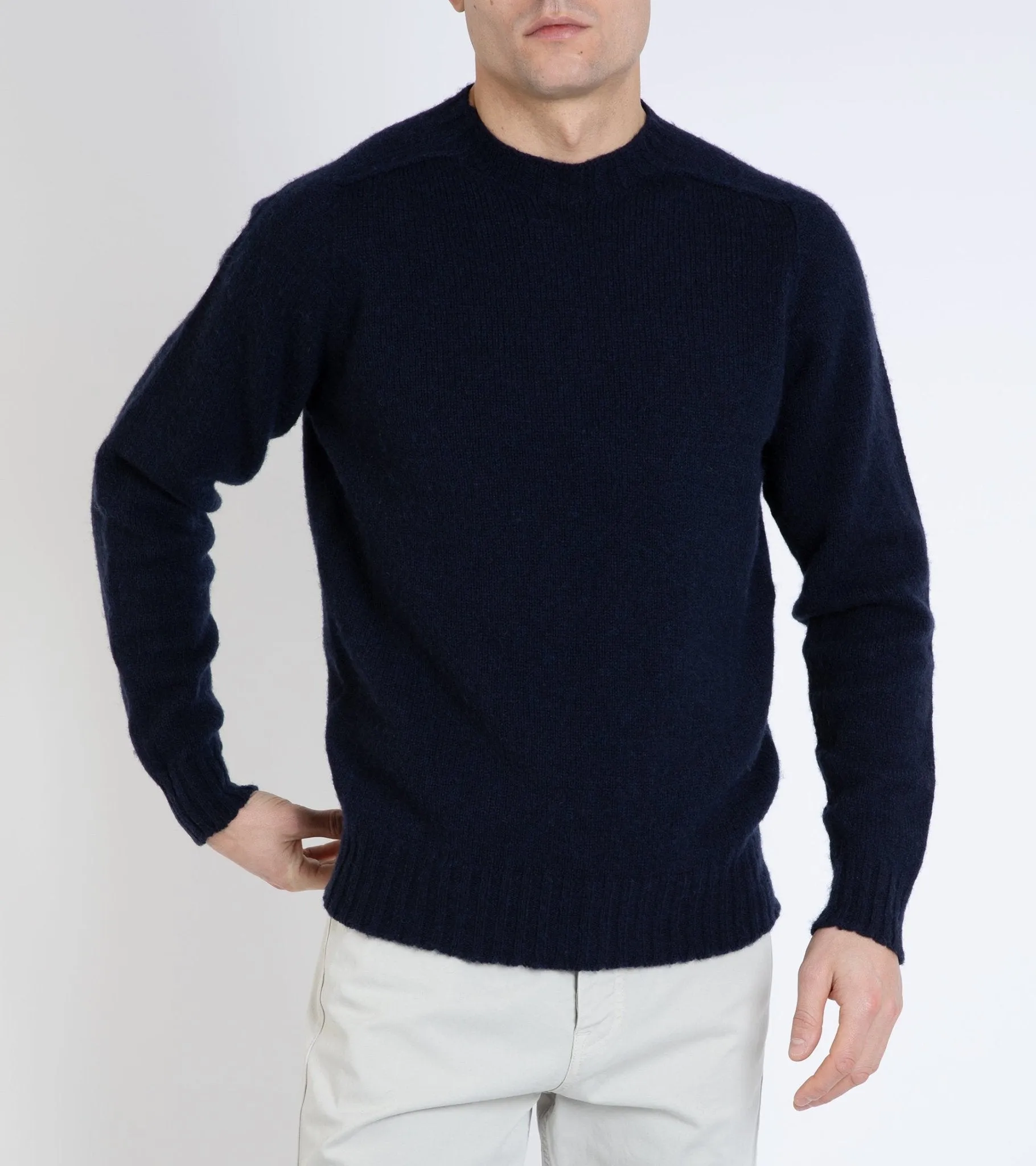 Trunk Berwick Brushed Shetland Crew Sweater: Navy